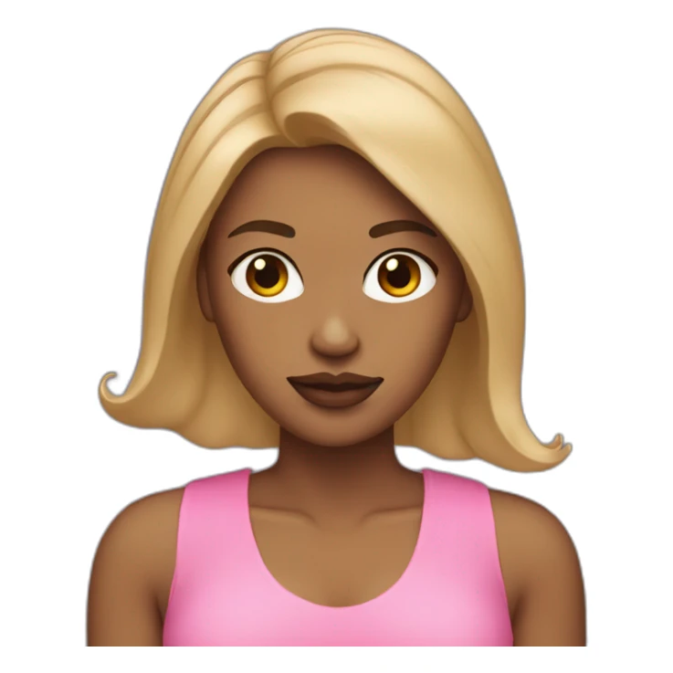 Tan woman with middle parted dark blonde and pink lipss sticker
