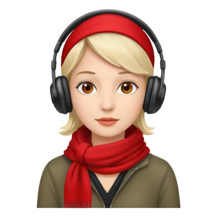 woman with red scarf wearing headphones sticker