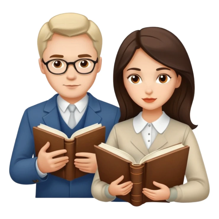 Couple learning each others language  in Montenegro russian man and elegant  Latina girl delicate with books and everything sticker