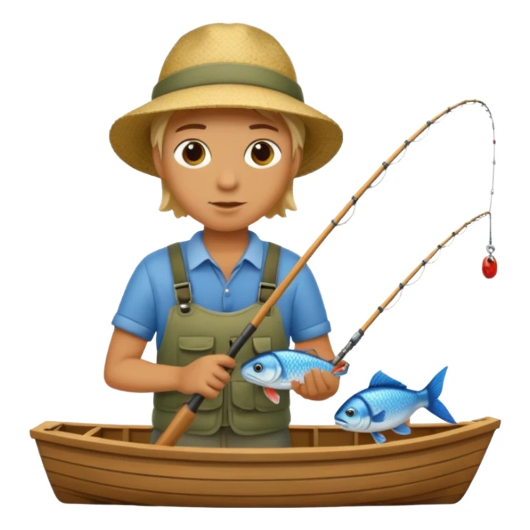 Someone fishing a fish on a boat. sticker