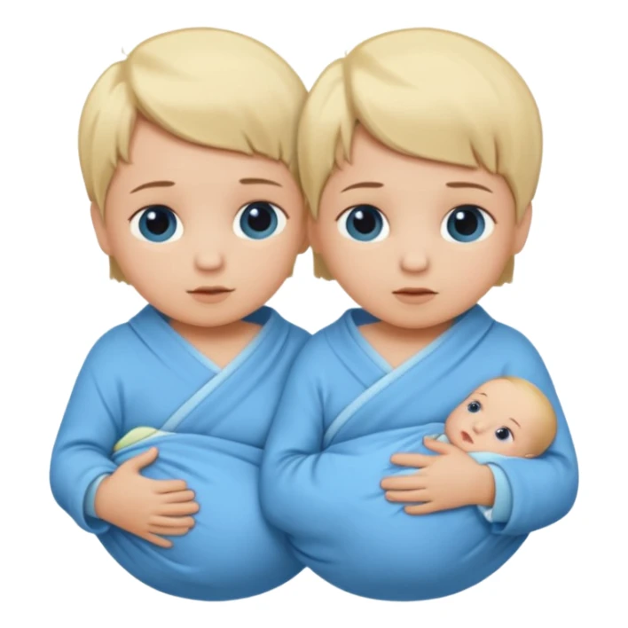 Twin swaddled babies in blue, short blonde hair sticker