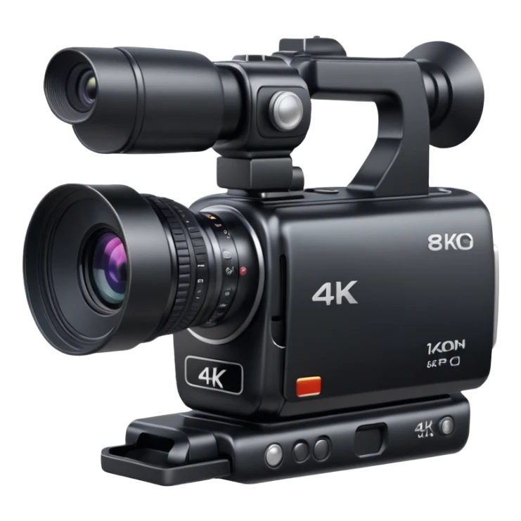 modern video camera with 4K label, clean and vibrant sticker