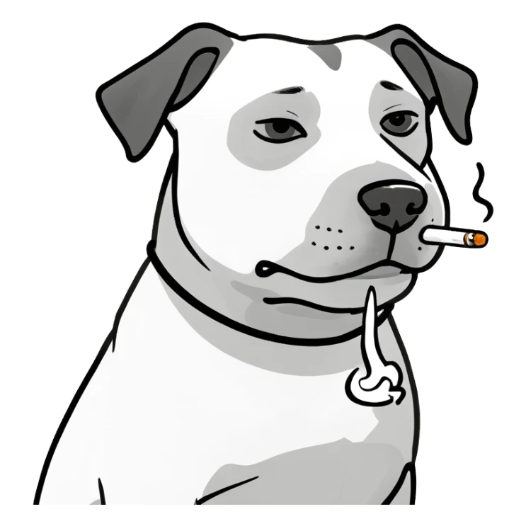 Dog smoking and squinting eyes tiredly  sticker
