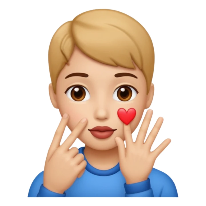 kissie face with hand heart sticker