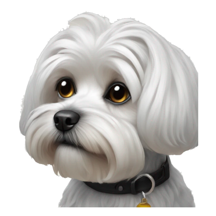 realistic dog portrait close-up black Maltese black sticker
