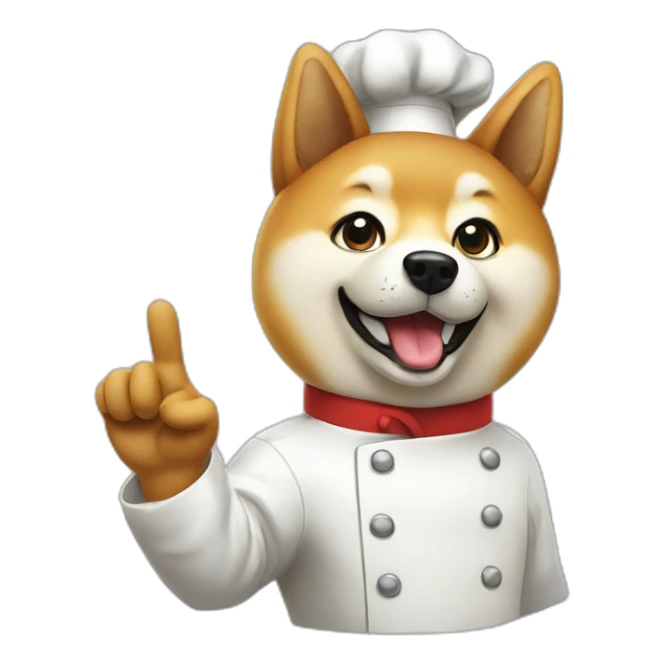 Shiba dog chef with a hand with one finger up asking you to wait sticker