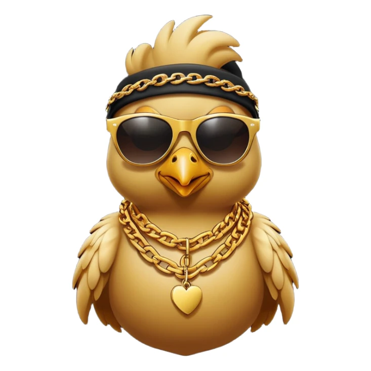 chicken gangster with sunglasses and gold chains sticker