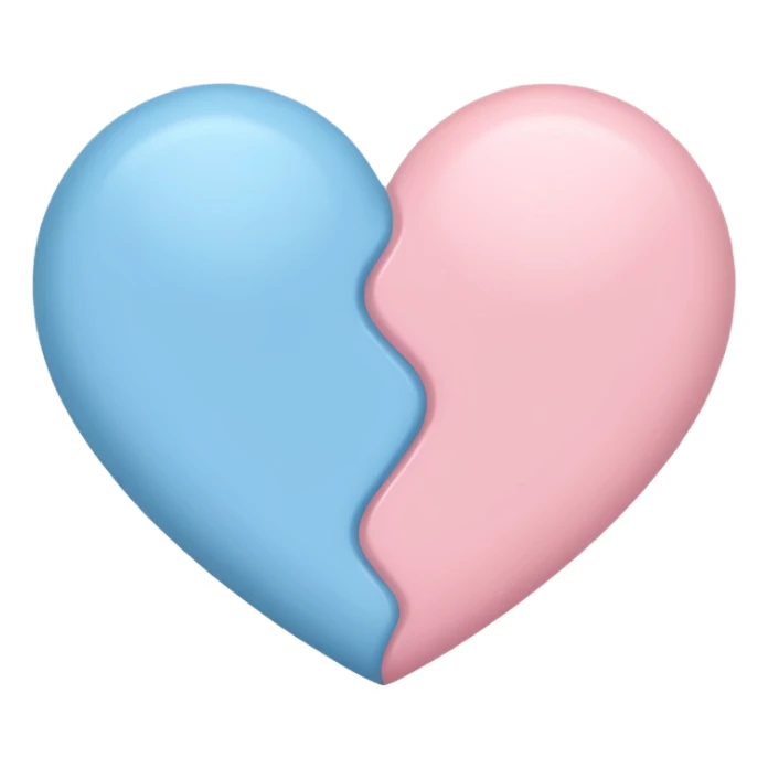 a heart with pastel blue on one side and pastel pink on the other sticker