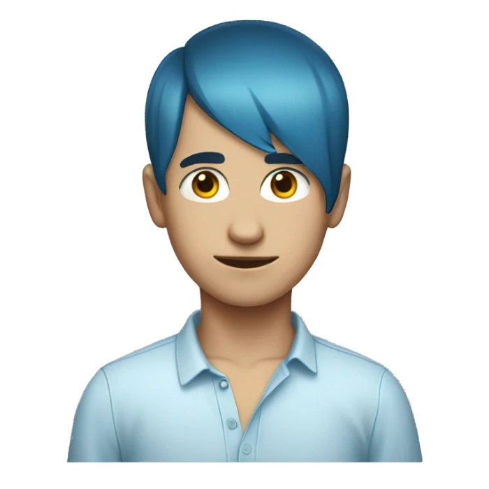 boy with blue hair and receding hairline sticker