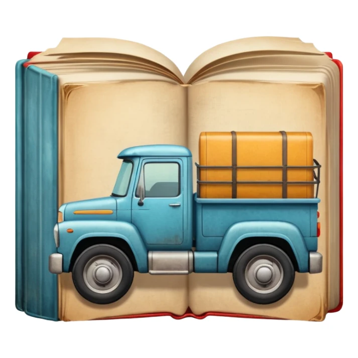 a book with a truck on the cover sticker