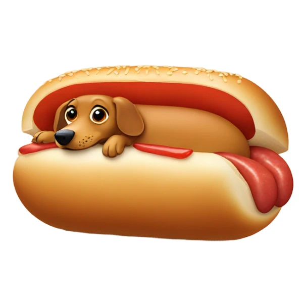 Wiener dog in hot dog bun sticker