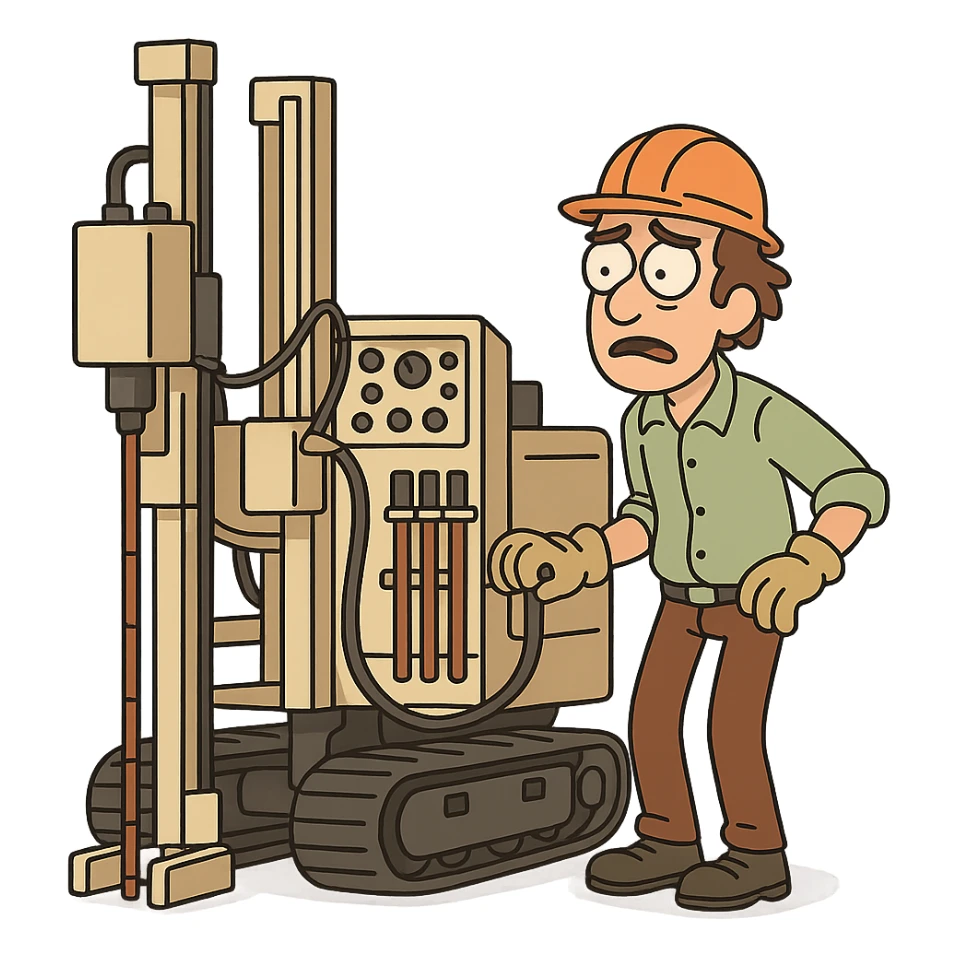 rack-mounted geotechnical drilling rig (Geoprobe-style soil sampling machine), transparent background sticker