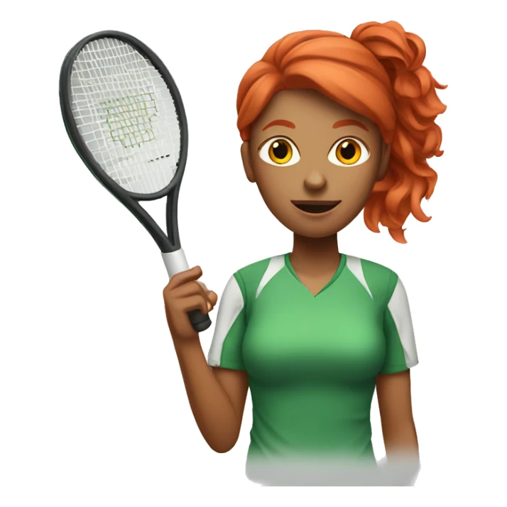 a female tennis coach with red hair holding a whistle sticker