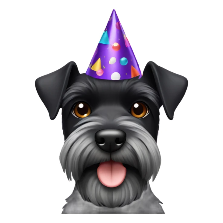 Black miniature schnauzer with party hat on  sticker
