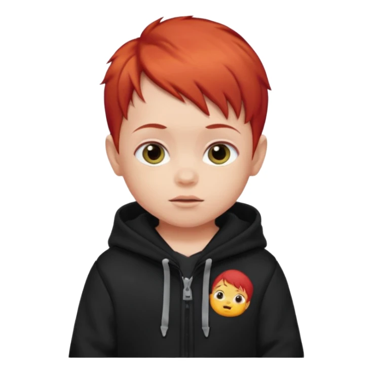 baby with red hair and black hoodie sticker