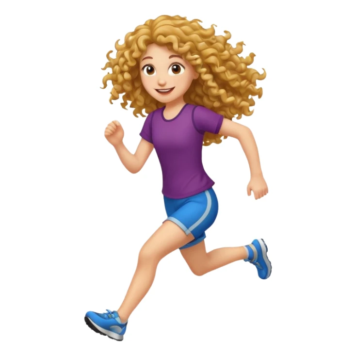 curly long girl running sticker