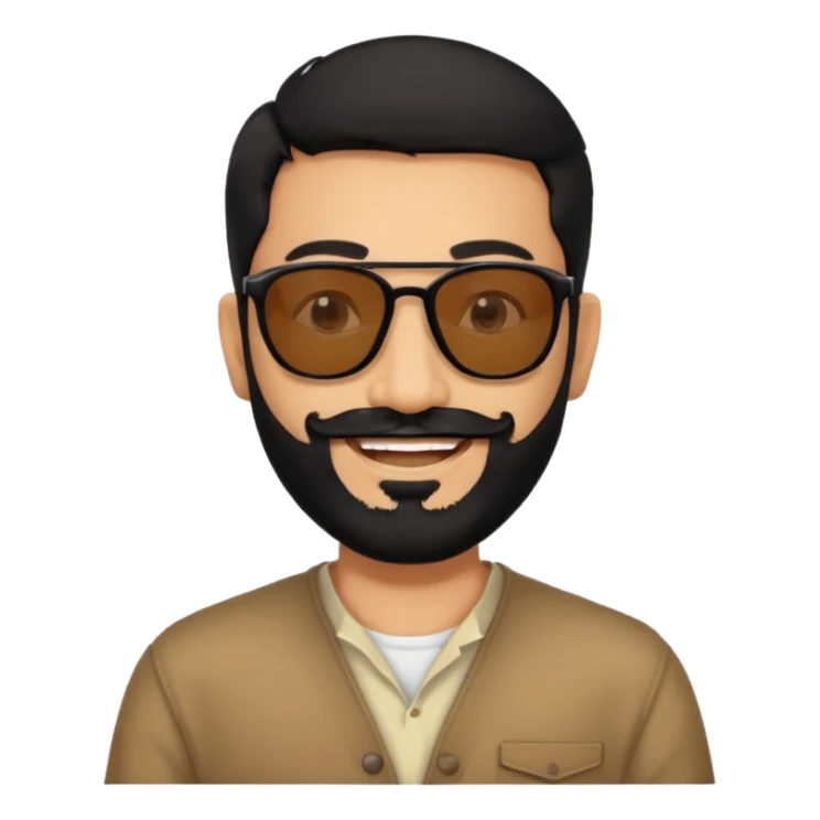 Indian man with  black hair and beard and black sunglasses sticker