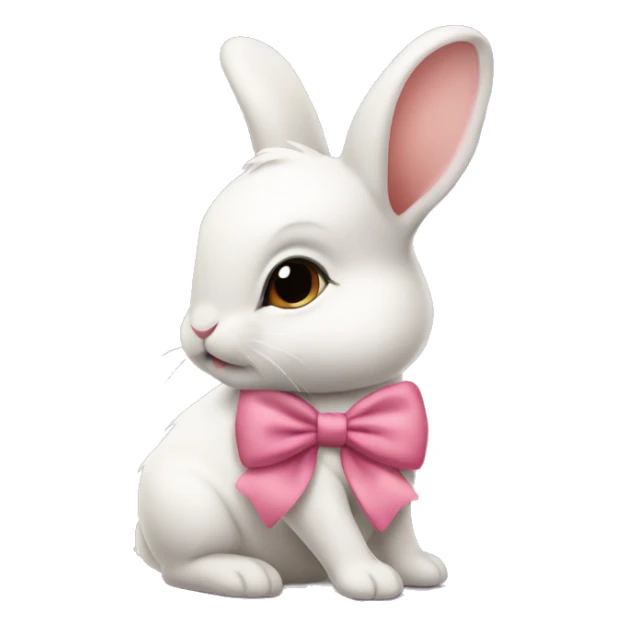 Baby bunny with coquette bow on ear sticker