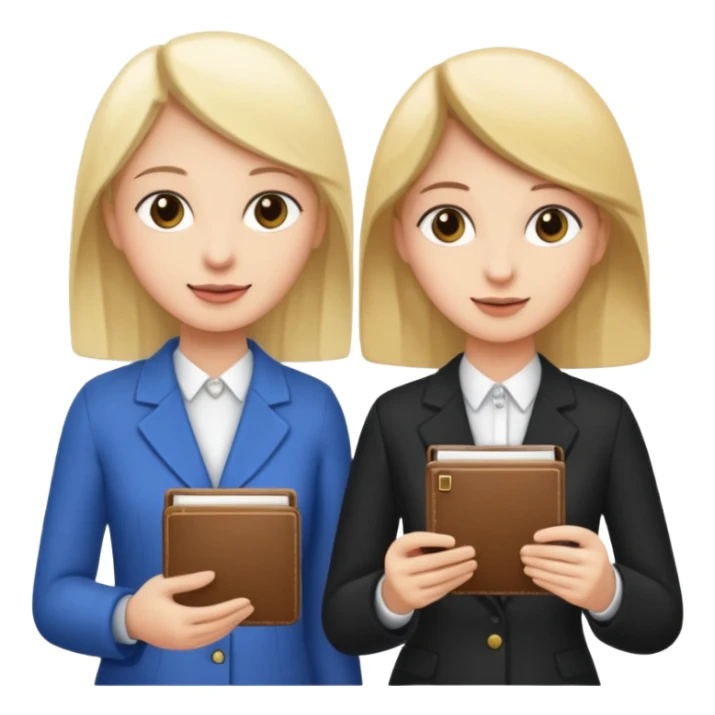 two people exchanging contacts, one handing an address book or smartphone to the other sticker