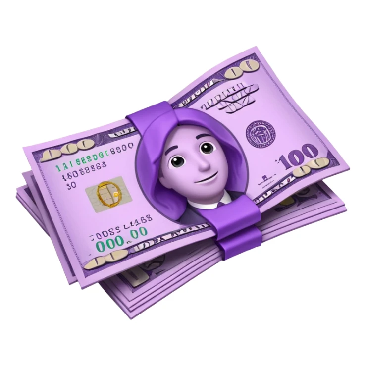 billetes en 3d morados animados en png sticker