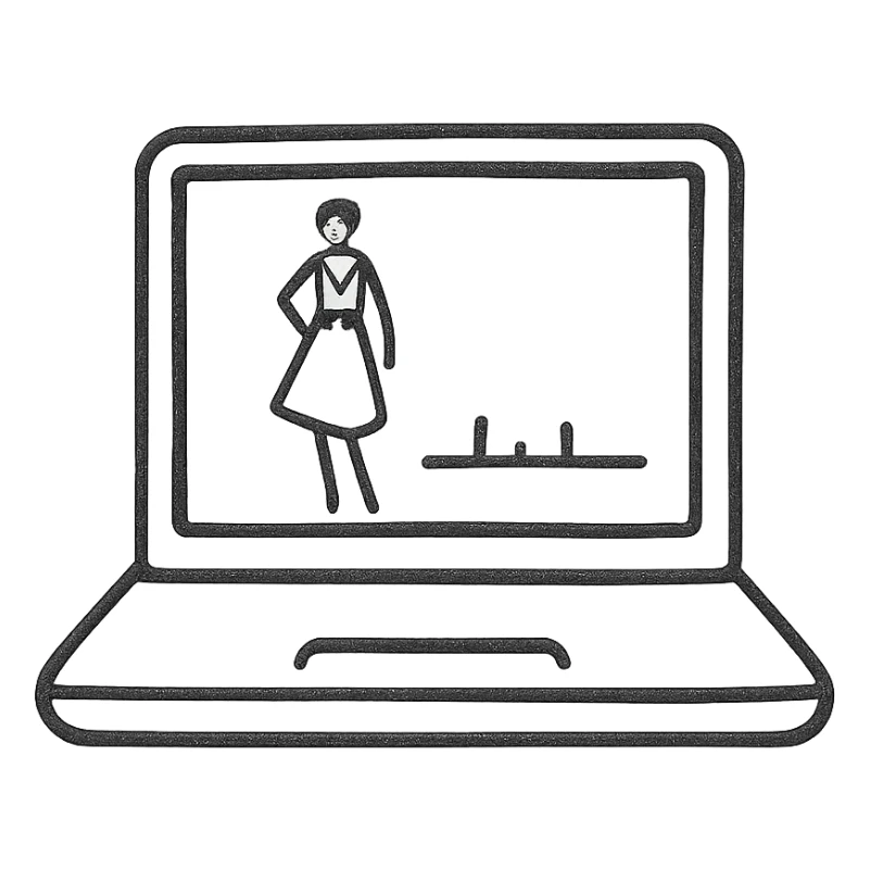 Laptop with Fashion Sketch + Timeline Bar sticker
