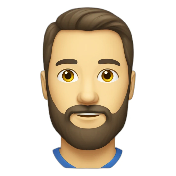 Beard caucassian brunette hair blue and yellow t-shirt sticker