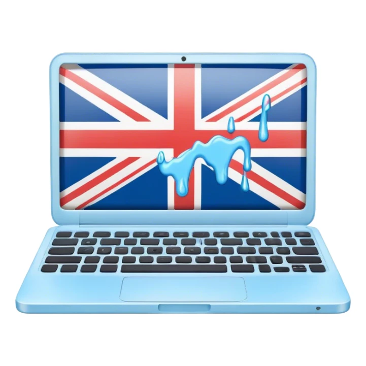 pastel melted laptop on the screen British flag sticker