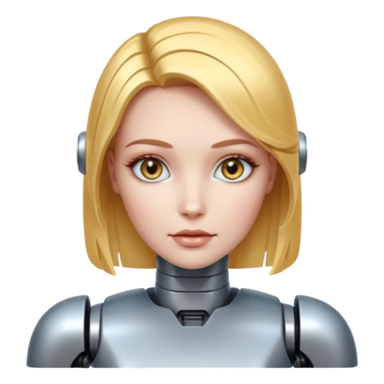 female different hair color metalic robot face sticker