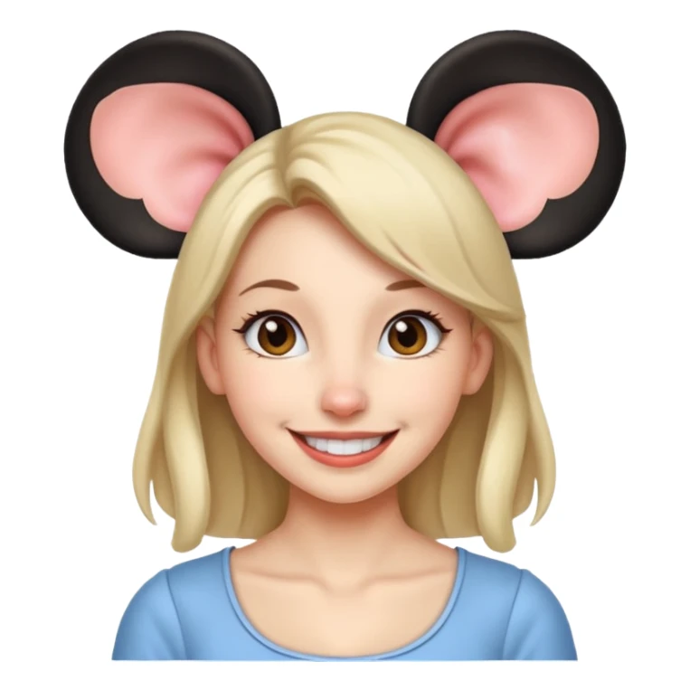 woman with mouse ears sticker