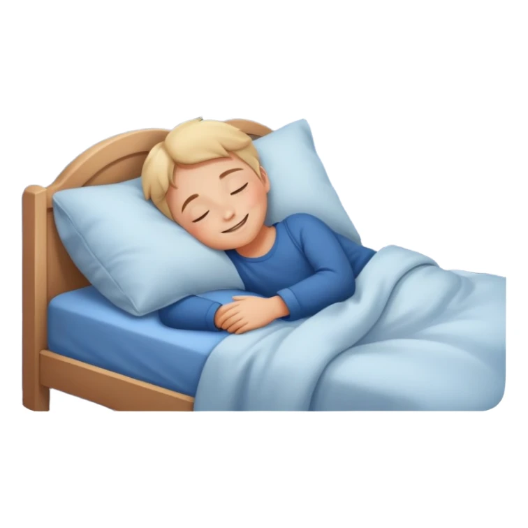 a child tucked in bed sleeping with a smile, night sky outside window sticker