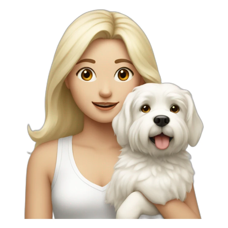 Blonde girl with white fluffy dog sticker