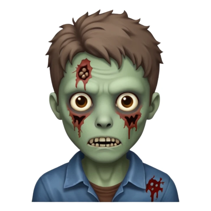 Zombie with lil bit curly medium brown hair in wolf cut hair style sticker