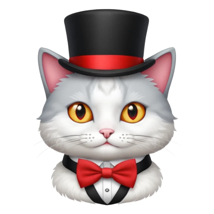 Cat  and wearing a top hat and a bow tie sticker