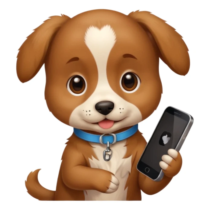 puppy with phone sticker