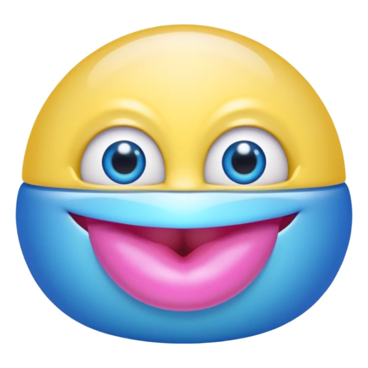 A translucent blue half-sphere with pink lips and two yellow eyes and 8 toes around the bottom sticker