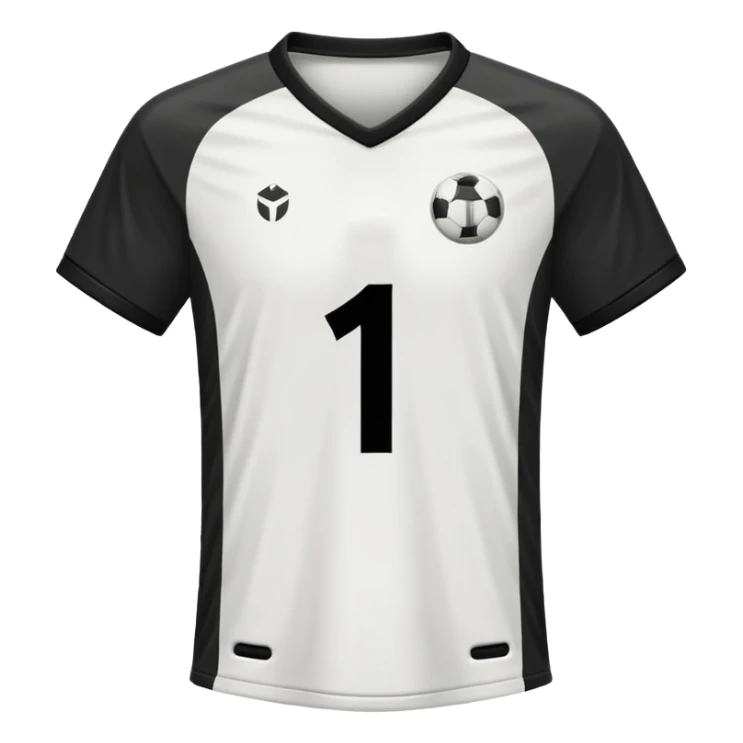 White and black soccer jersey with number 1 sticker