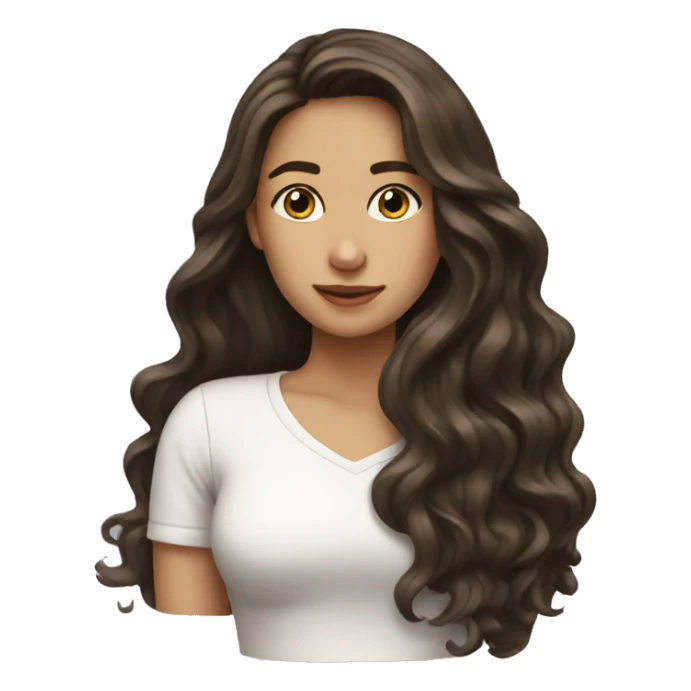 Brunette, long wavy hair, girl emotions sticker