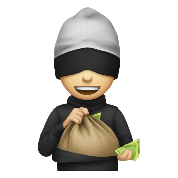 A robber with A bag with money sticker