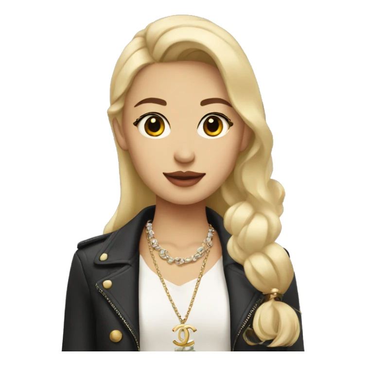 Blonde Asian girl with Chanel bag and necklace sticker