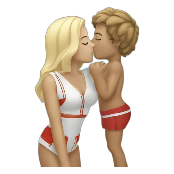 at the beach young metis man and white woman kiss love sticker