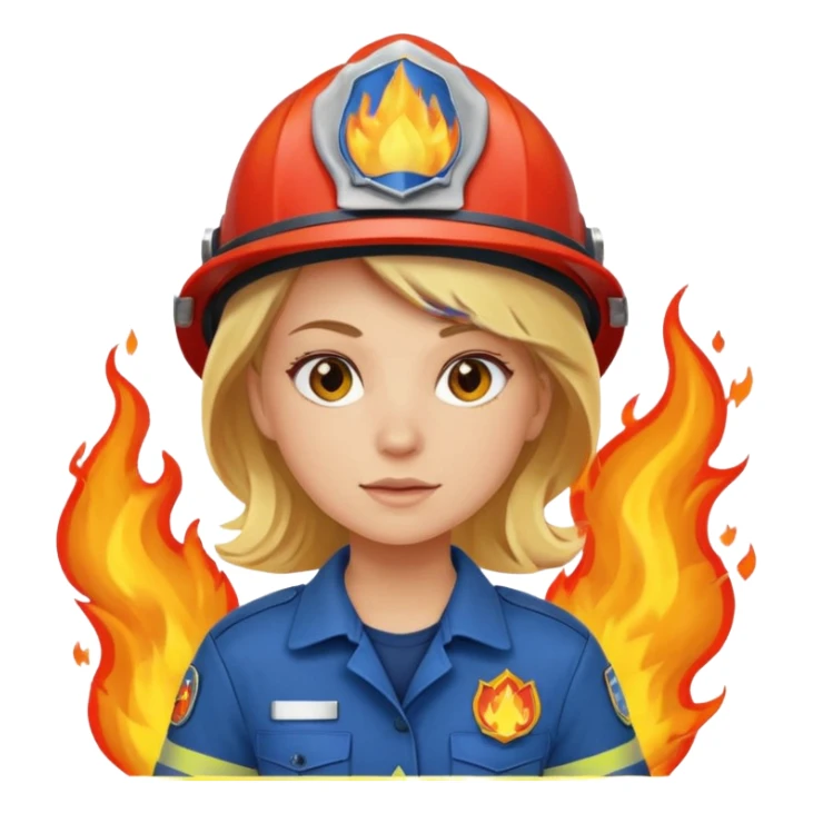 blonde female firefighter on fire blue uniform sticker