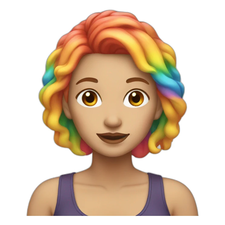 White woman with rainbow hair sticker
