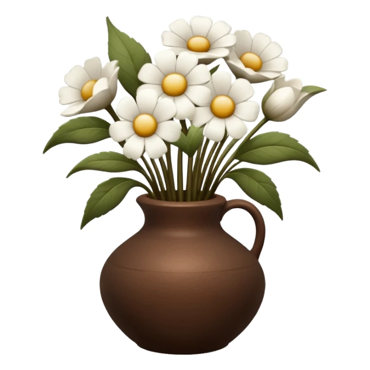 White flowers Cotton in a brown vase sticker