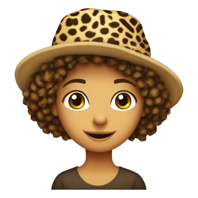 Ragazza con capelli ricci castani chiaro, occhi castani, questo cappello 🎓 e un leopardo che spunta da dietro  sticker