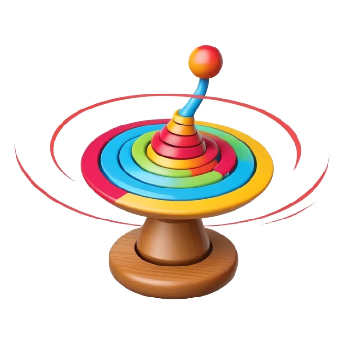spinning top toy with swirling motion lines, fun and dynamic sticker