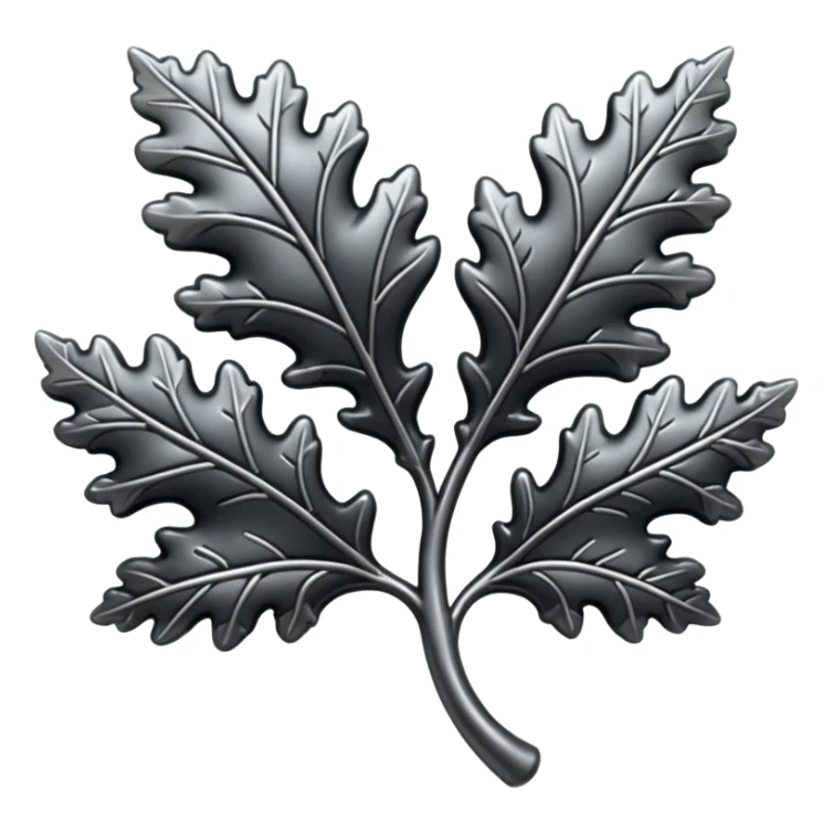 Black and silver filigree Oak leaf, 3D, extremely detailed design sticker
