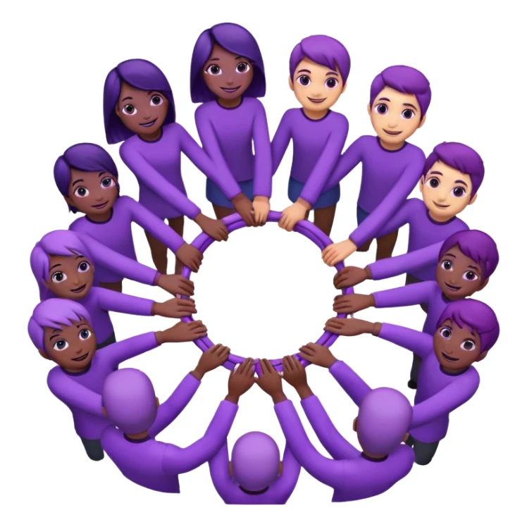 purple group without face  holding handsin circle sticker