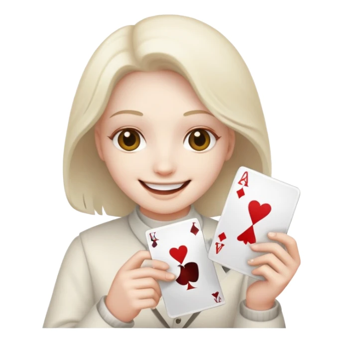 Smile face with a card in his hand and powder front of him sticker