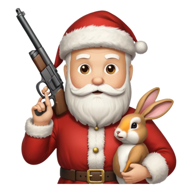 Santa holding a gun shooting a turkey and rabbit sticker