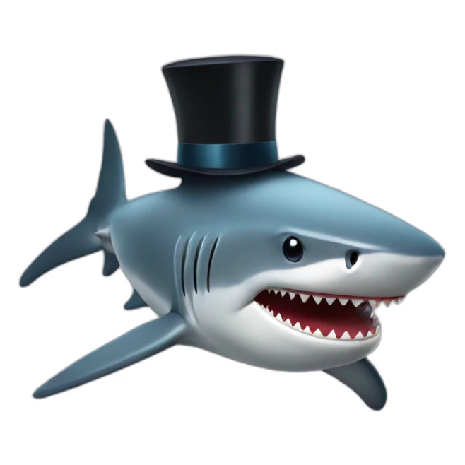 Shark with a top hat sticker